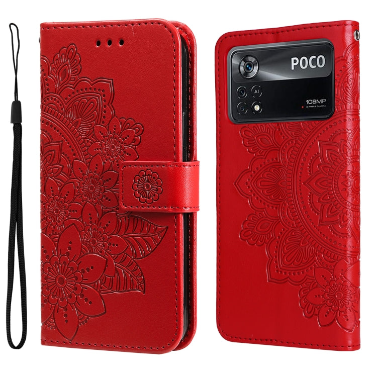 7-petal Flowers Embossed Flip Leather Phone Case