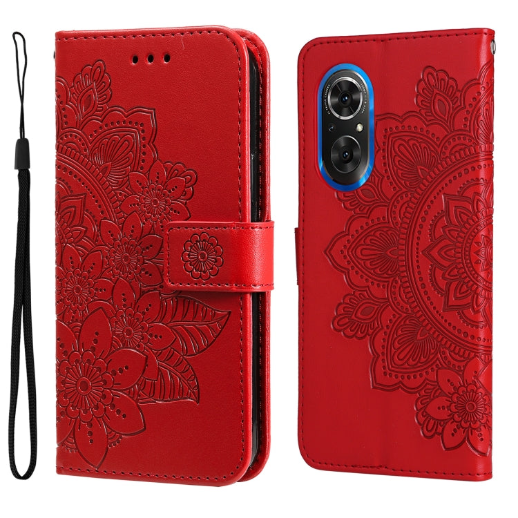 7-petal Flowers Embossed Flip Leather Phone Case