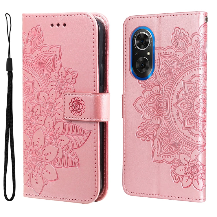 7-petal Flowers Embossed Flip Leather Phone Case