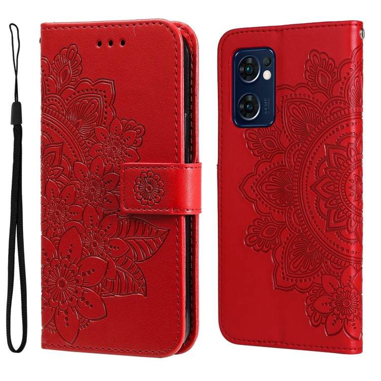 7-petal Flowers Embossed Flip Leather Phone Case