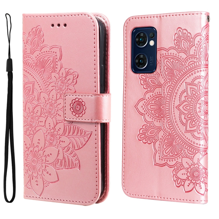 7-petal Flowers Embossed Flip Leather Phone Case