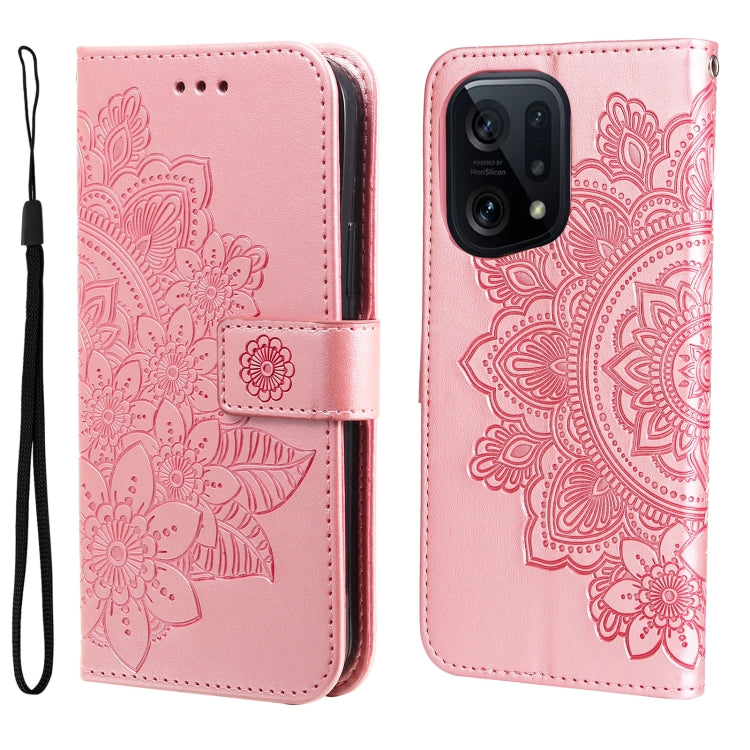 7-petal Flowers Embossed Flip Leather Phone Case