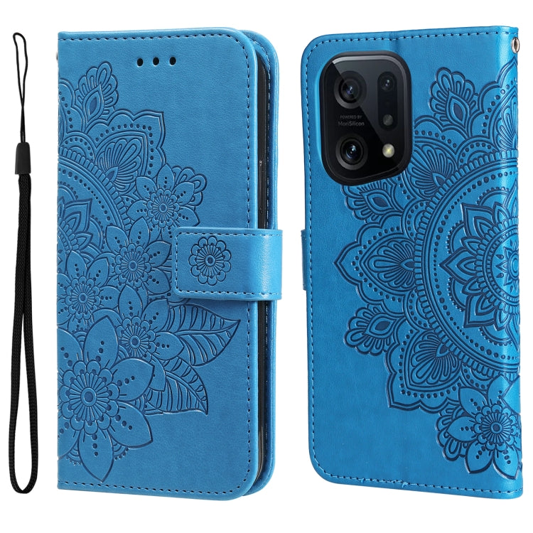 7-petal Flowers Embossed Flip Leather Phone Case