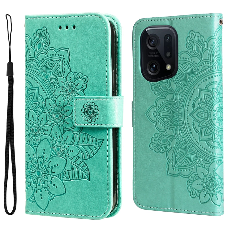 7-petal Flowers Embossed Flip Leather Phone Case