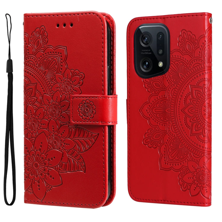 7-petal Flowers Embossed Flip Leather Phone Case