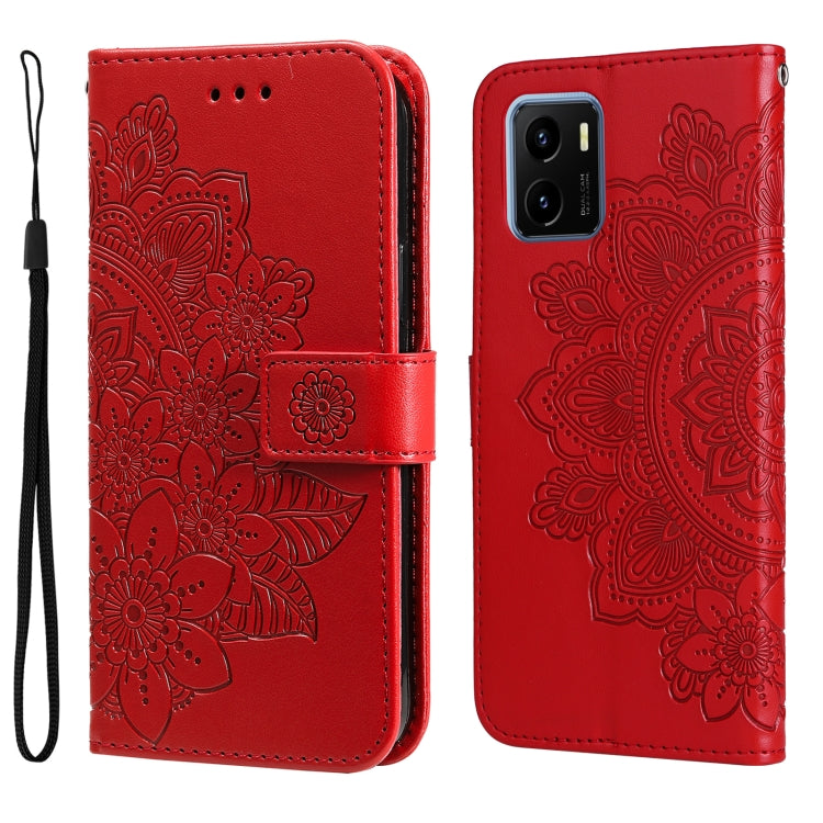 7-petal Flowers Embossed Flip Leather Phone Case