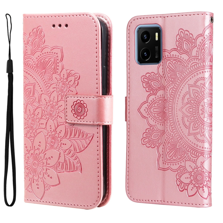 7-petal Flowers Embossed Flip Leather Phone Case