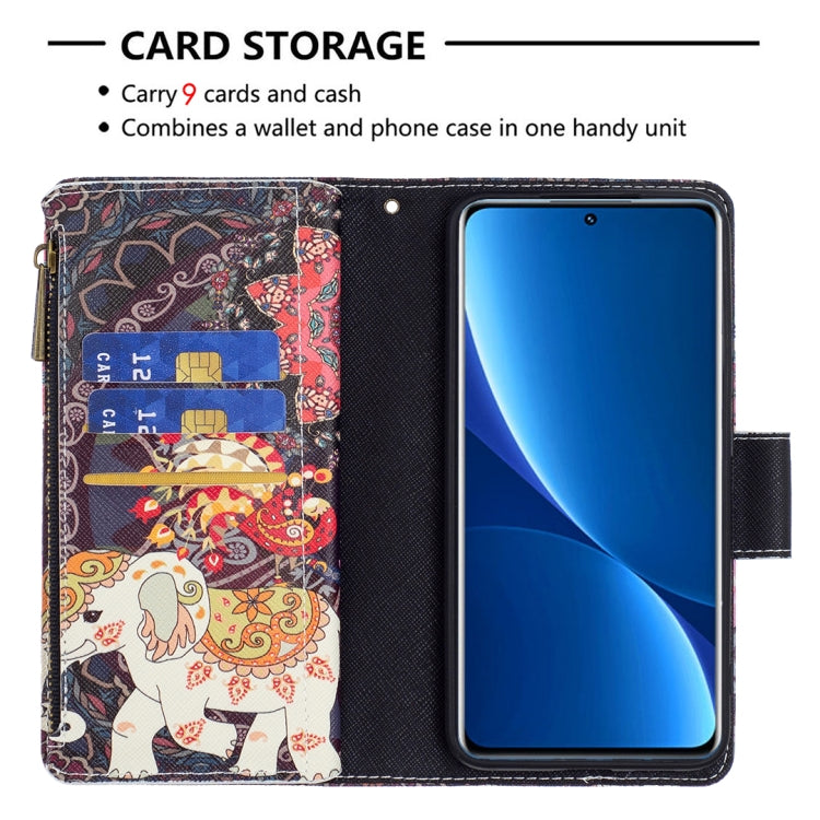 Colored Drawing Pattern Zipper Leather Phone Case