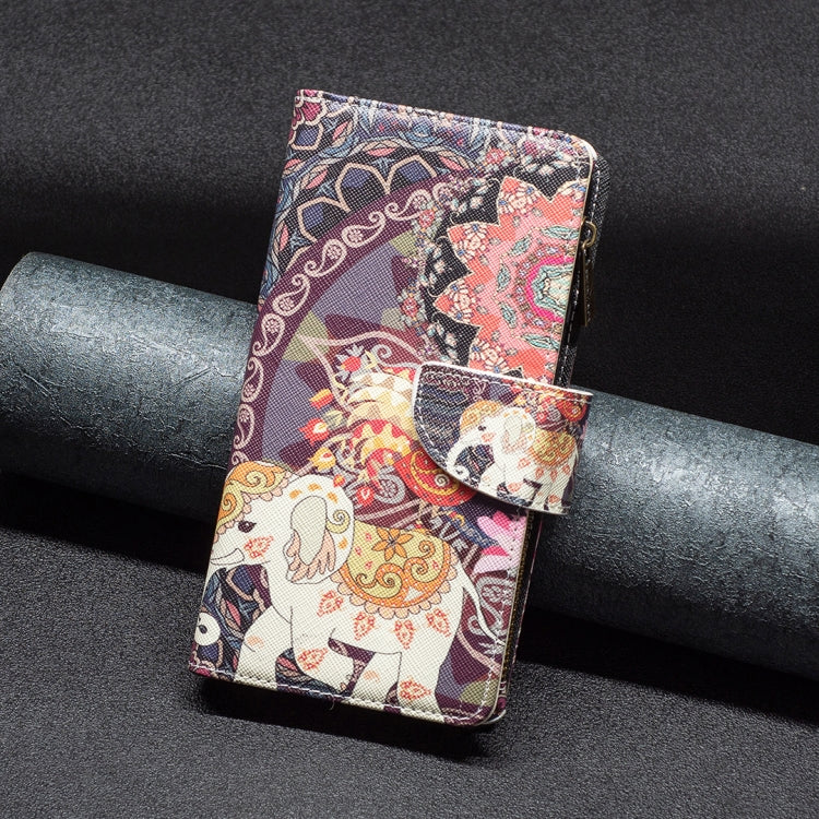 Colored Drawing Pattern Zipper Leather Phone Case