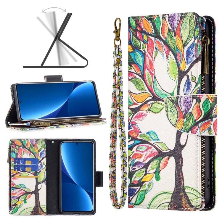 Colored Drawing Pattern Zipper Leather Phone Case