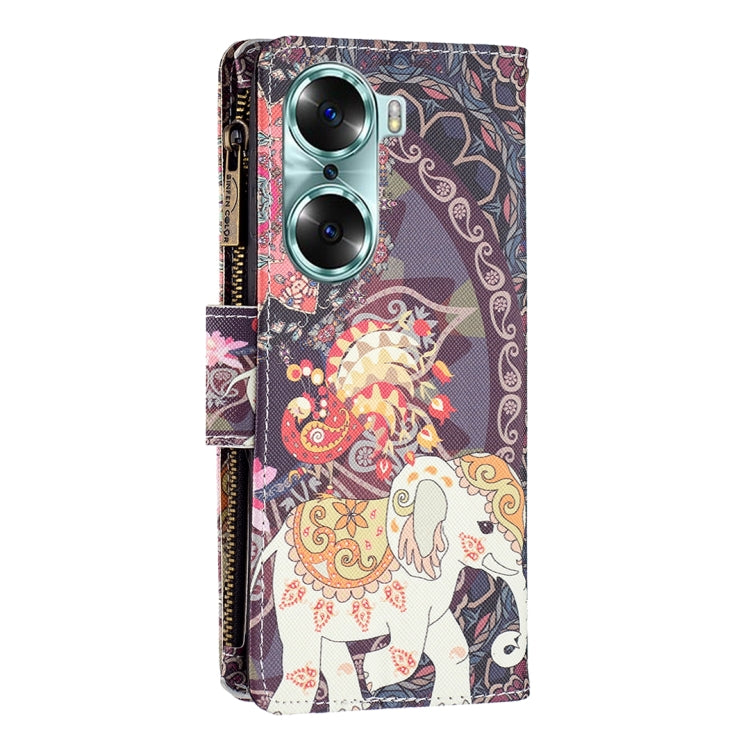 Colored Drawing Pattern Zipper Horizontal Flip Leather Phone Case