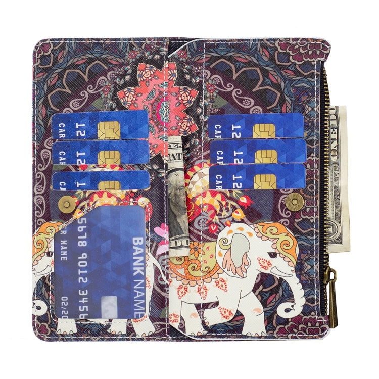 Colored Drawing Pattern Zipper Horizontal Flip Leather Phone Case