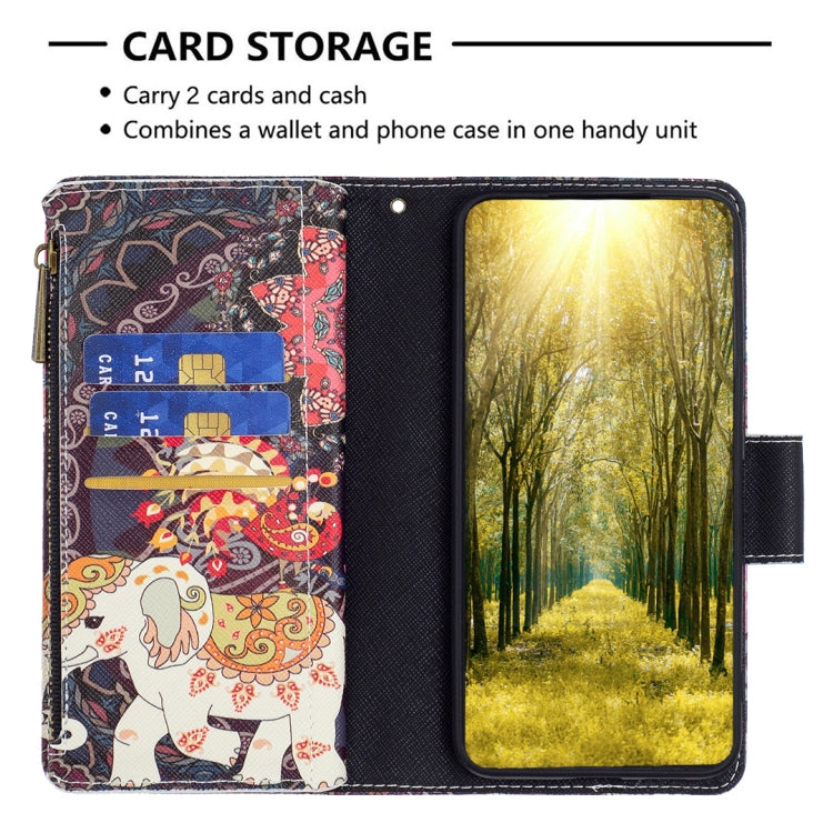 Colored Drawing Pattern Zipper Horizontal Flip Leather Phone Case