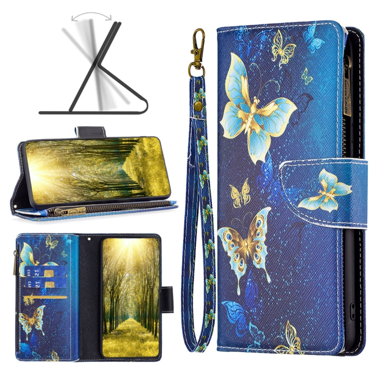 Colored Drawing Pattern Zipper Horizontal Flip Leather Phone Case