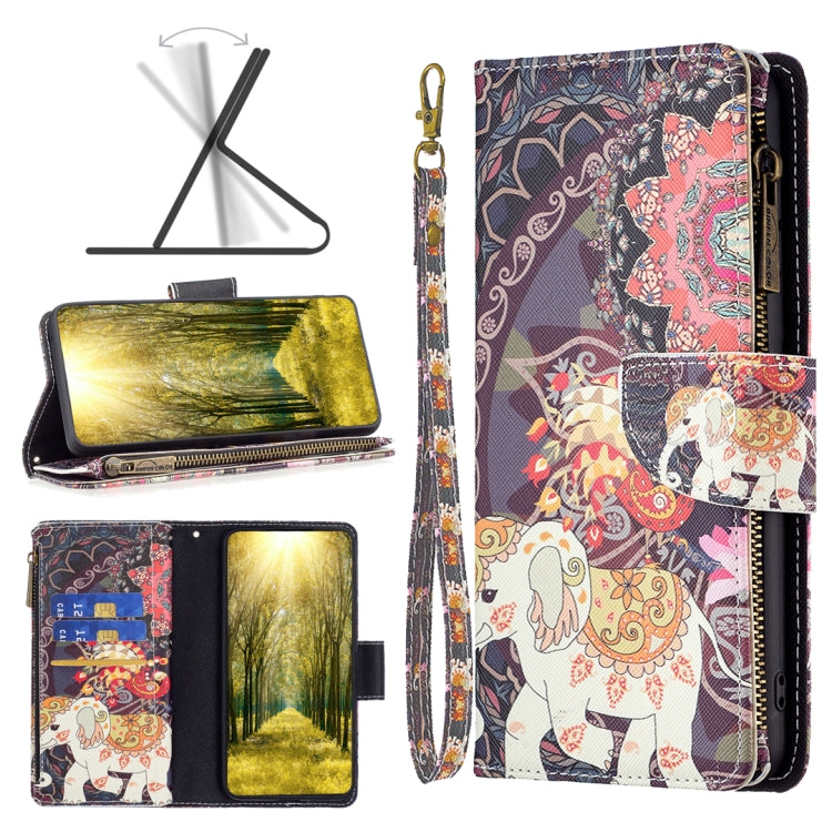 Colored Drawing Pattern Zipper Horizontal Flip Leather Phone Case