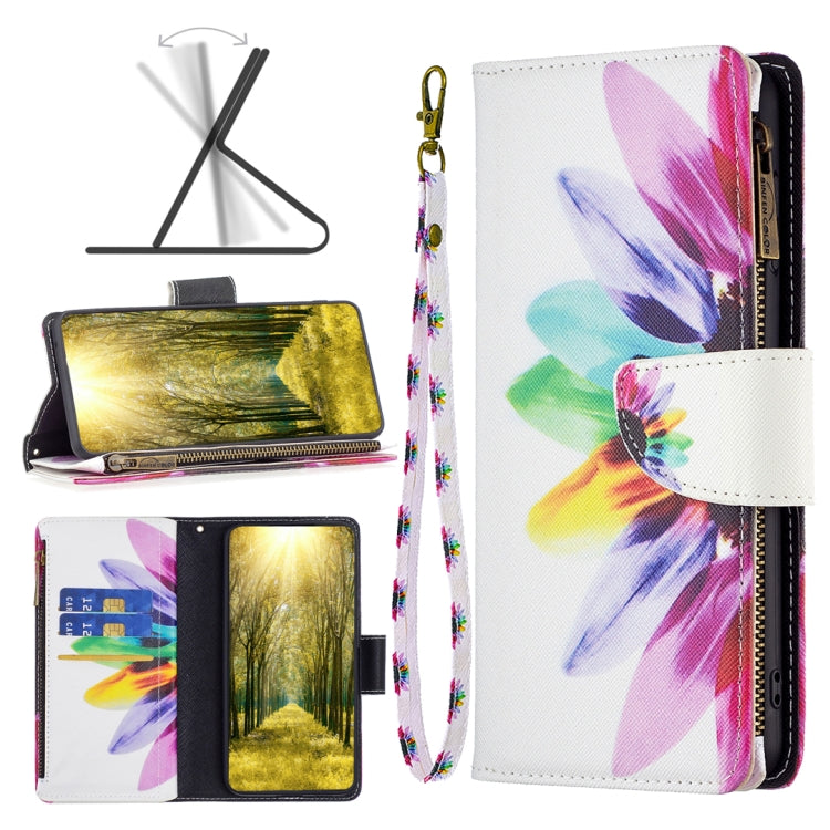 Colored Drawing Pattern Zipper Horizontal Flip Leather Phone Case