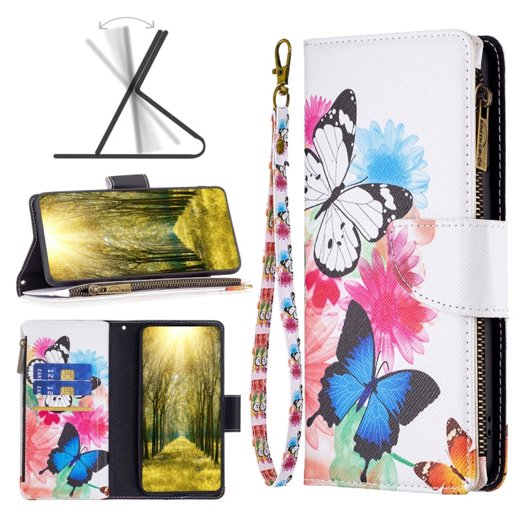 Colored Drawing Pattern Zipper Horizontal Flip Leather Phone Case