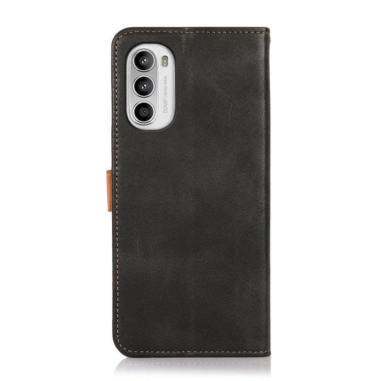 KHAZNEH Dual-color Cowhide Texture Flip Leather Phone Case
