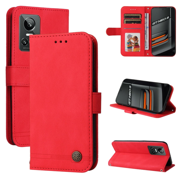 Skin Feel Life Tree Metal Button Leather Phone Case