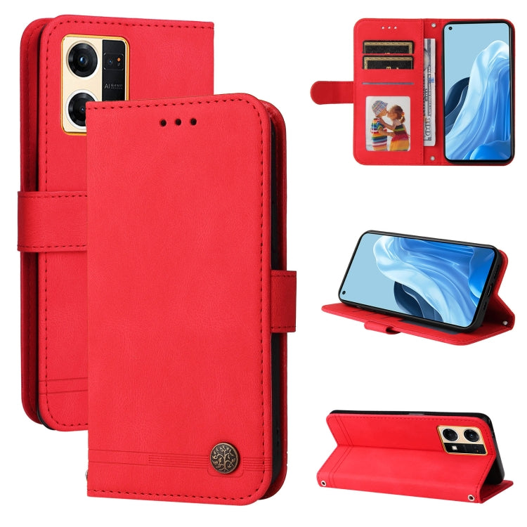 Skin Feel Life Tree Metal Button Leather Phone Case