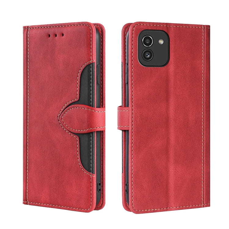 Stitching Skin Feel Magnetic Buckle Horizontal Flip PU Leather Case