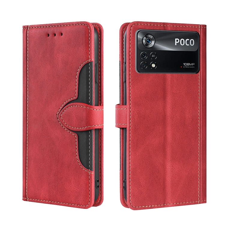 Stitching Skin Feel Magnetic Buckle Horizontal Flip PU Leather Case