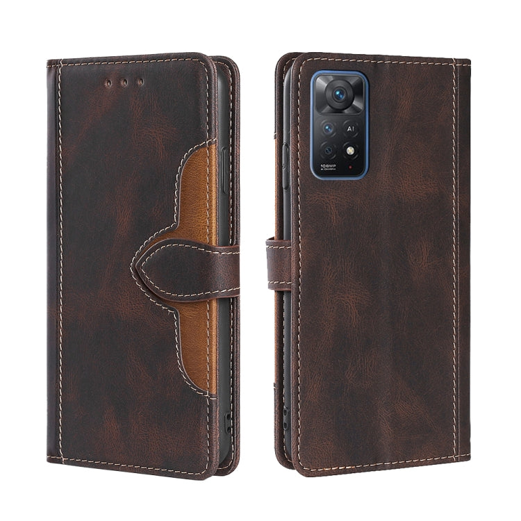 Stitching Skin Feel Magnetic Buckle Horizontal Flip PU Leather Case