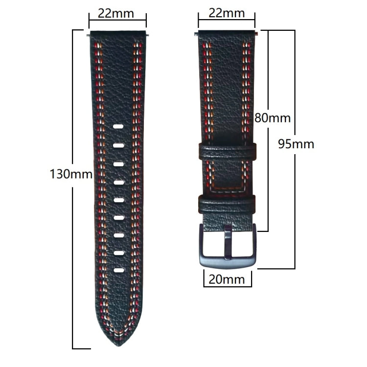 Tricolor Stitching Genuine Leather Watch Band