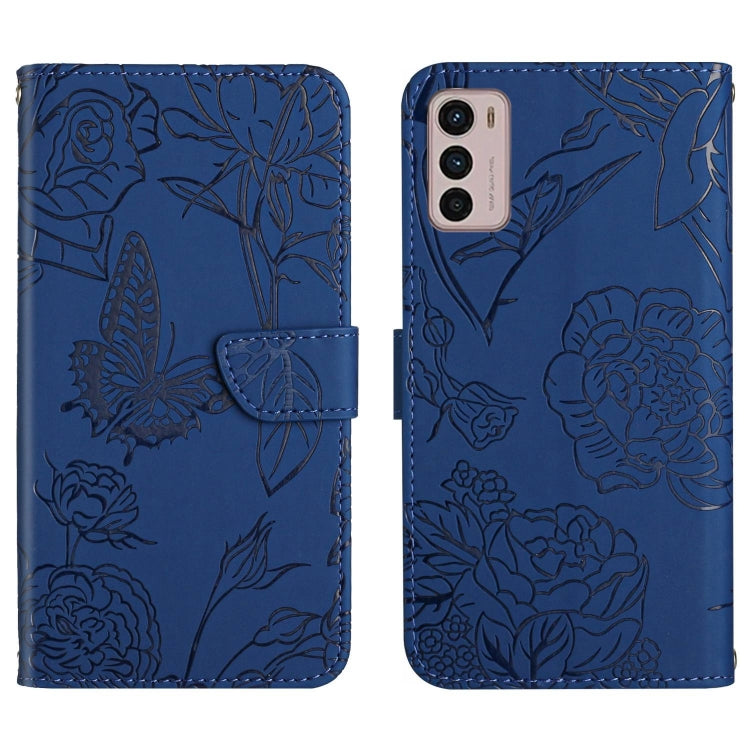 Skin Feel Butterfly Peony Embossed Leather Phone Case