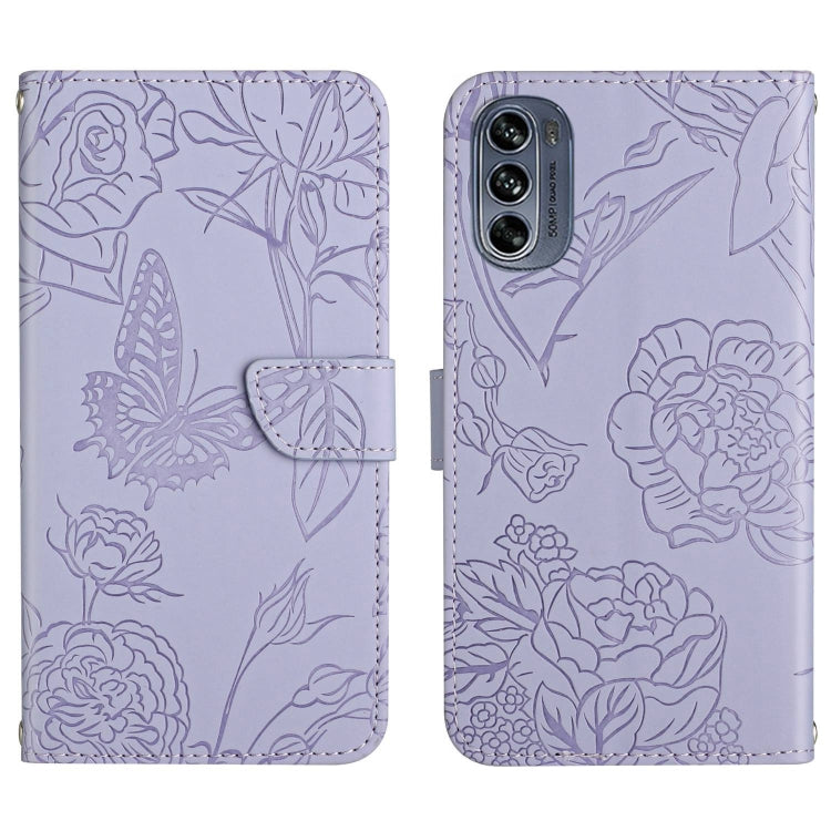 Skin Feel Butterfly Peony Embossed Leather Phone Case