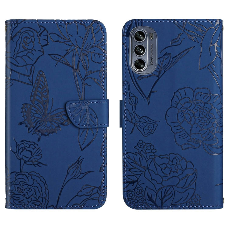 Skin Feel Butterfly Peony Embossed Leather Phone Case