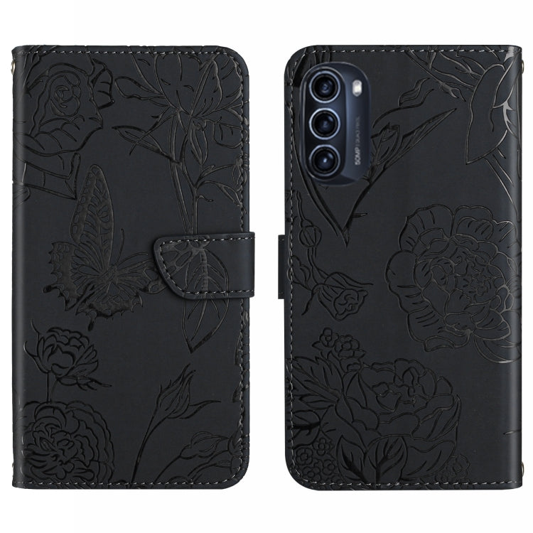 Skin Feel Butterfly Peony Embossed Leather Phone Case