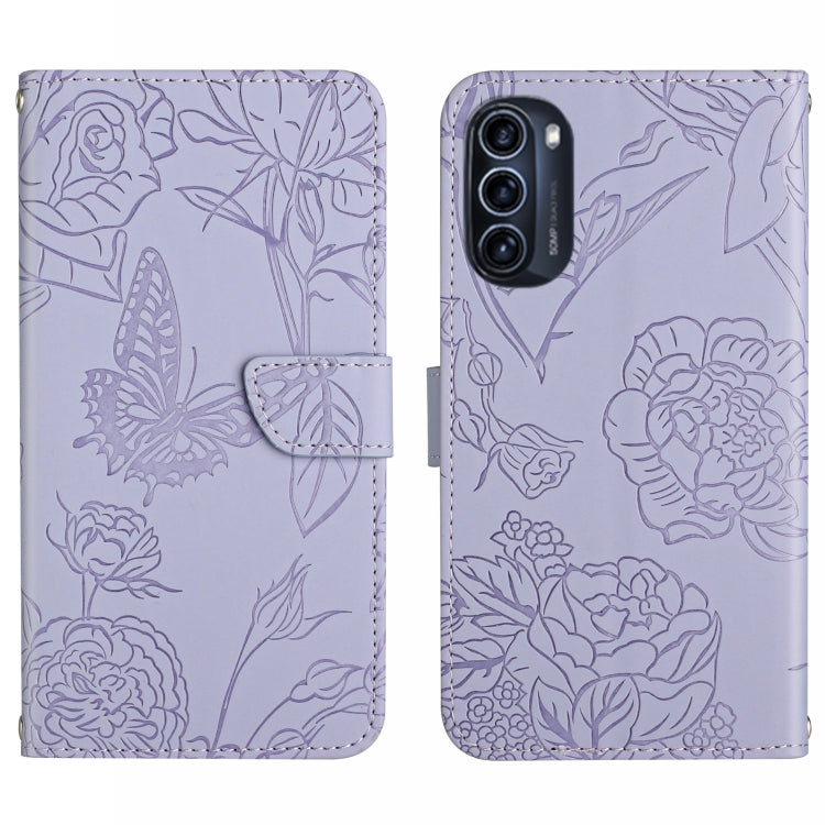 Skin Feel Butterfly Peony Embossed Leather Phone Case