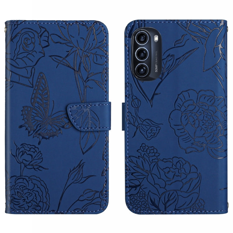 Skin Feel Butterfly Peony Embossed Leather Phone Case