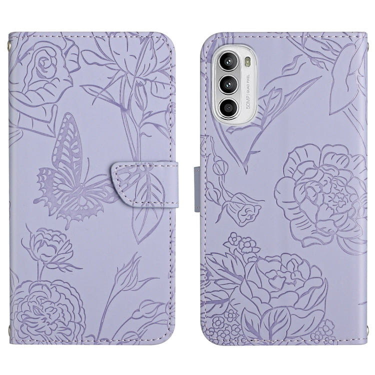 Skin Feel Butterfly Peony Embossed Leather Phone Case