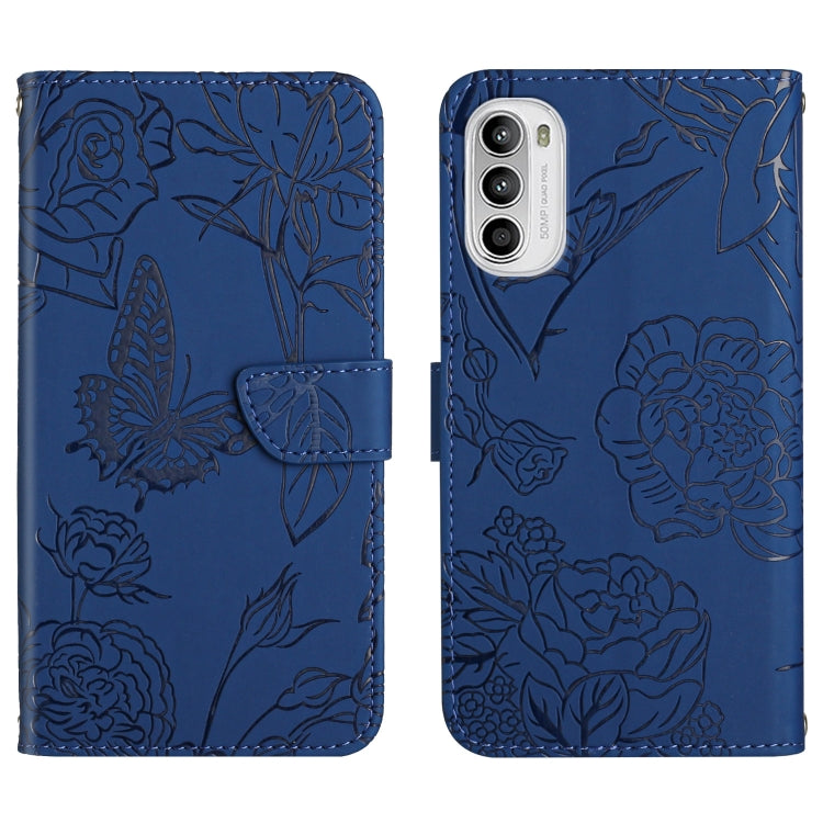 Skin Feel Butterfly Peony Embossed Leather Phone Case