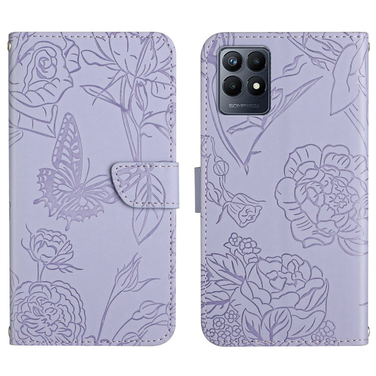 Skin Feel Butterfly Peony Embossed Leather Phone Case