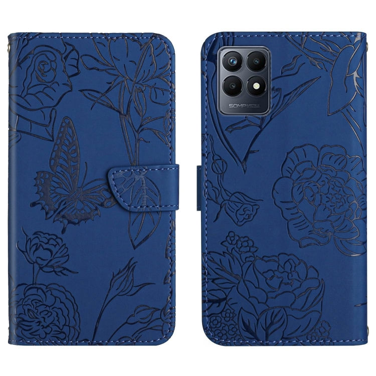 Skin Feel Butterfly Peony Embossed Leather Phone Case