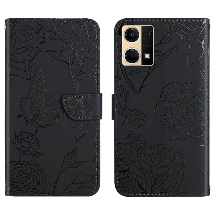 Skin Feel Butterfly Peony Embossed Leather Phone Case