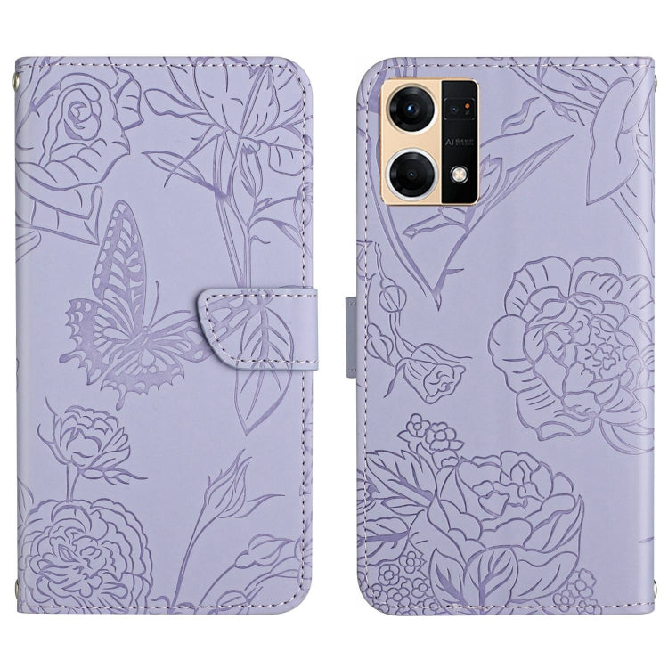 Skin Feel Butterfly Peony Embossed Leather Phone Case