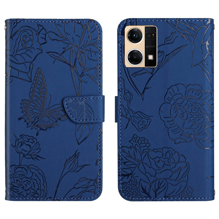 Skin Feel Butterfly Peony Embossed Leather Phone Case