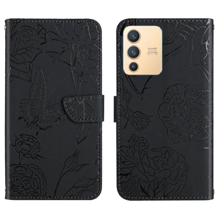 Skin Feel Butterfly Peony Embossed Leather Phone Case