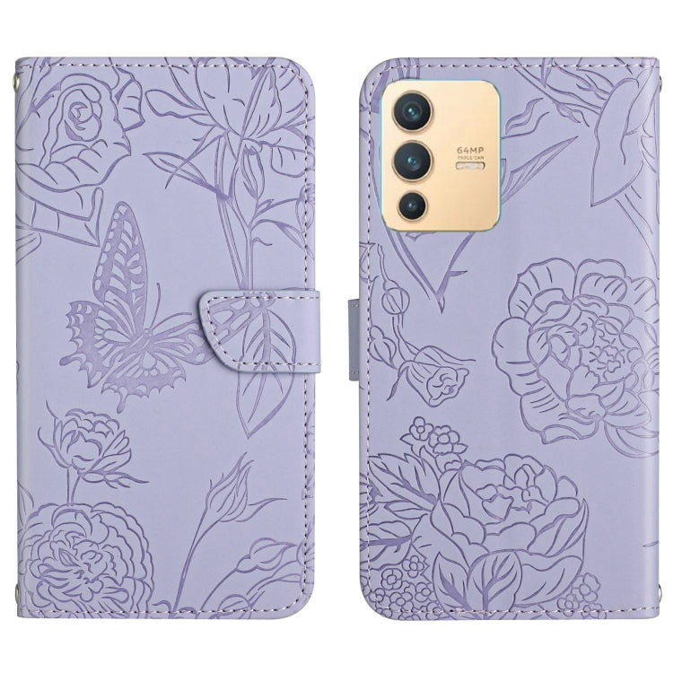 Skin Feel Butterfly Peony Embossed Leather Phone Case