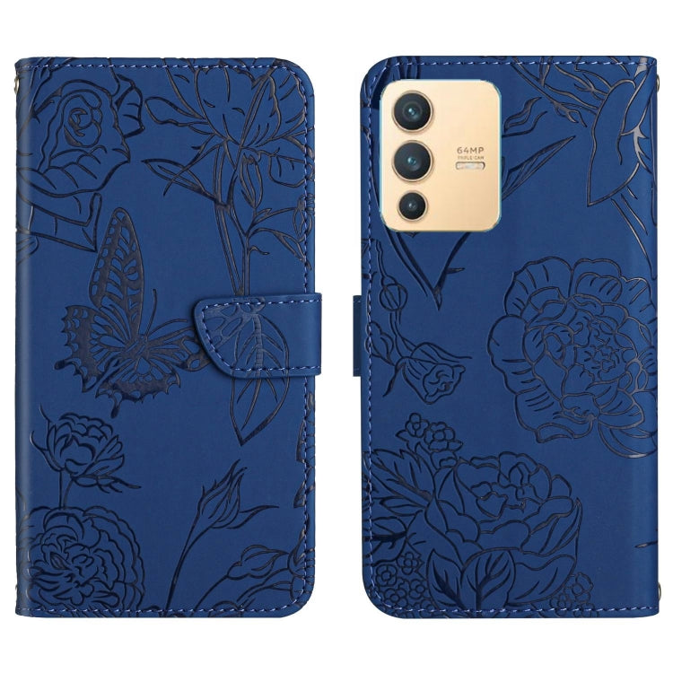 Skin Feel Butterfly Peony Embossed Leather Phone Case