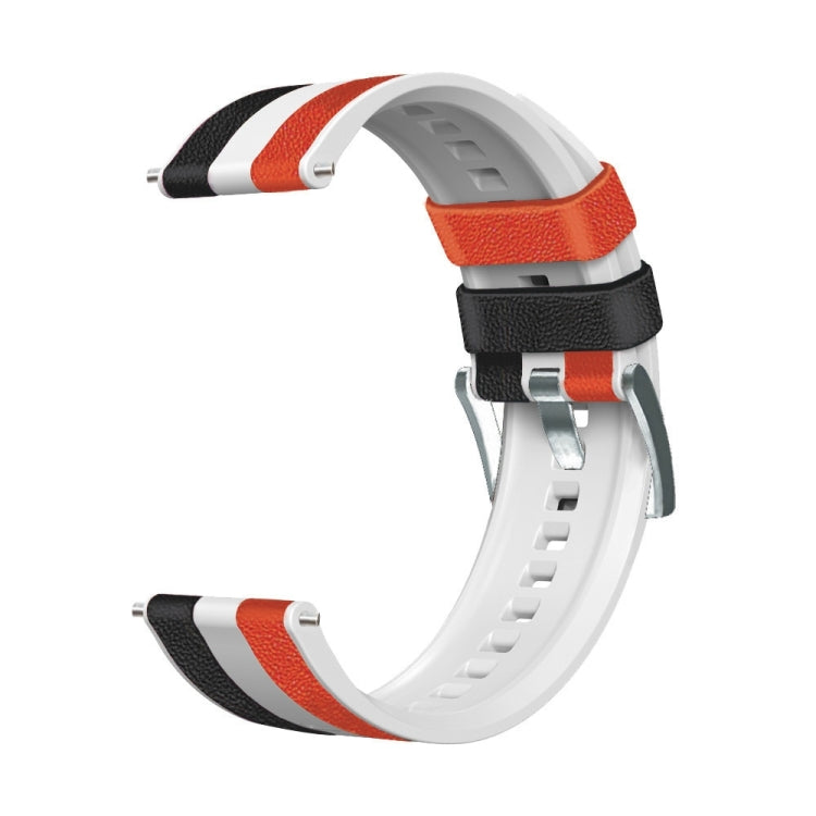 22mm Silicone + Leather Tri-color Watch Band