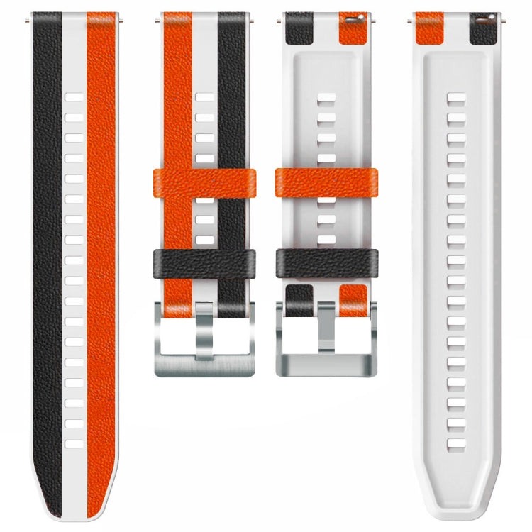 22mm Silicone + Leather Tri-color Watch Band