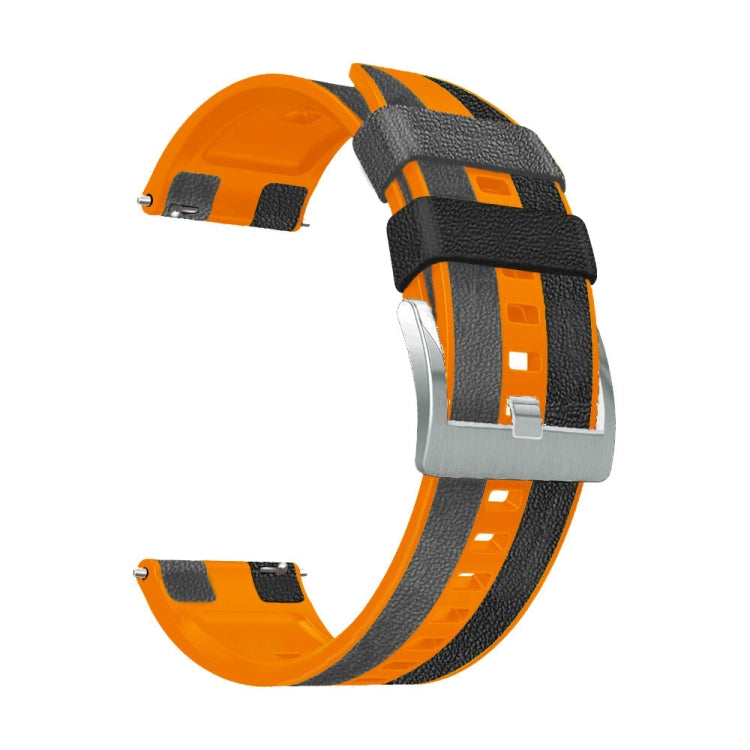 22mm Silicone + Leather Tri-color Watch Band