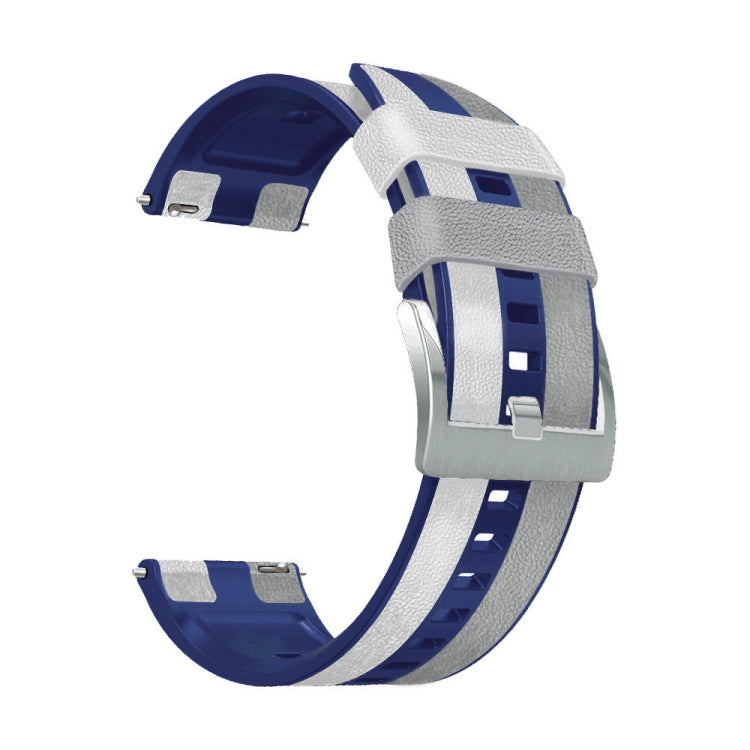 22mm Silicone + Leather Tri-color Watch Band