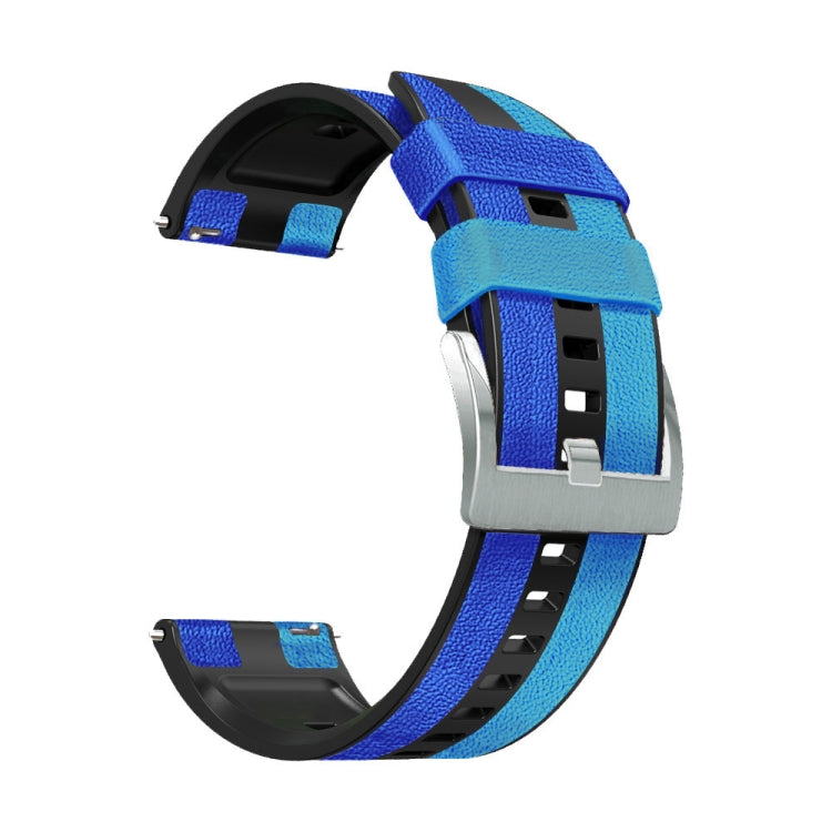 22mm Silicone + Leather Tri-color Watch Band