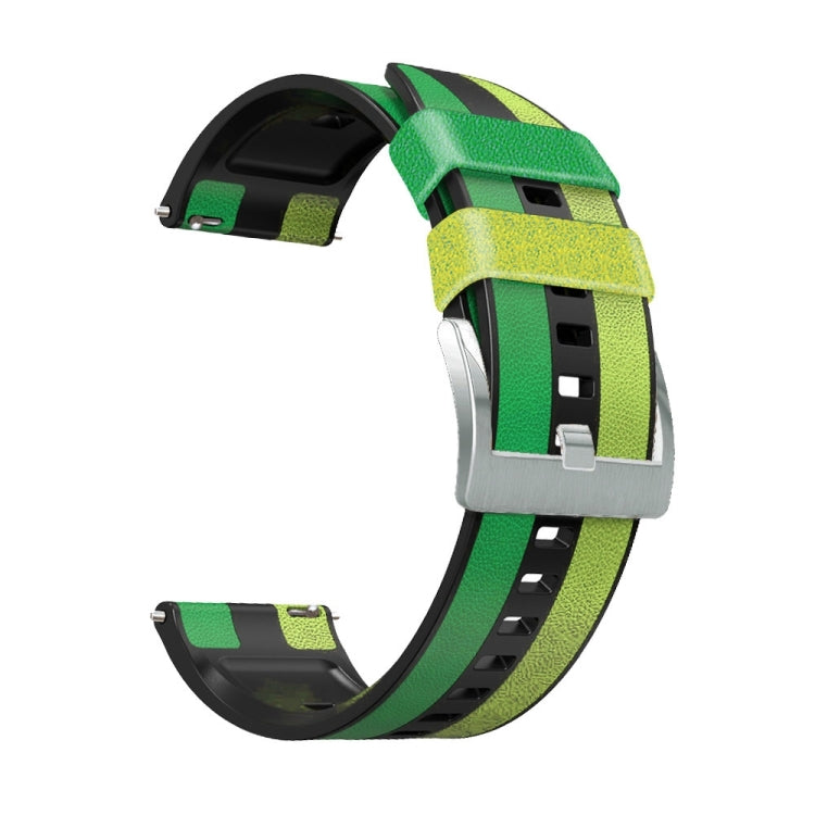 22mm Silicone + Leather Tri-color Watch Band